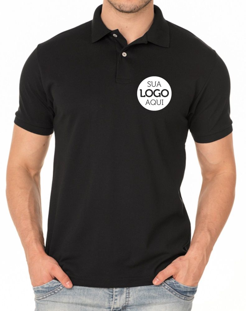 Camisa Polo Personalizada Sua Logo Bordada Peito Unitário ...