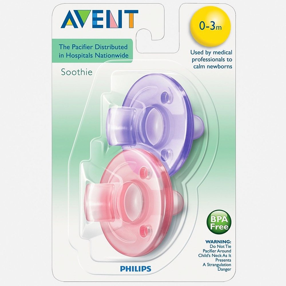 Chupeta Soothie Avent 03 meses rosa e lilás com 2 unidades Bebê da