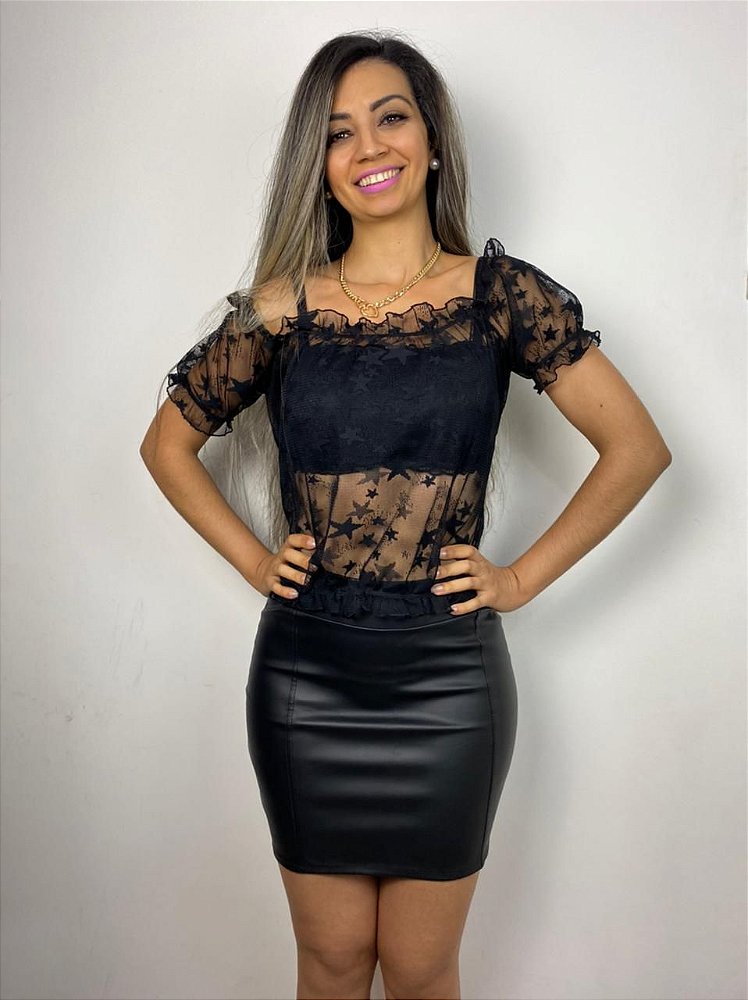 blusa tule com top