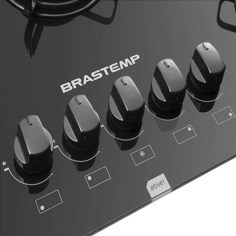Cooktop a Gás Brastemp Ative! BDD75AE 5 Bocas Preto Magazine