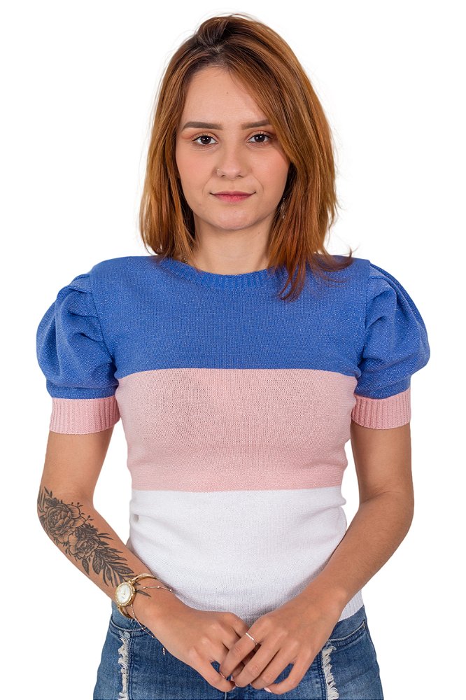 Blusa manga princesa tricot Clearance