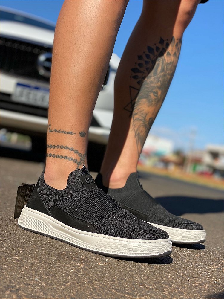 DEMOCRATA SAPATÊNIS DENIM BOLD PRETO ELÁSTICO - Conceito Rouparia