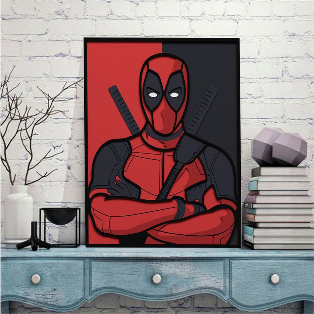DEADPOOL WALL ART MULTICAMADAS - Toca das Mandalas Decoração