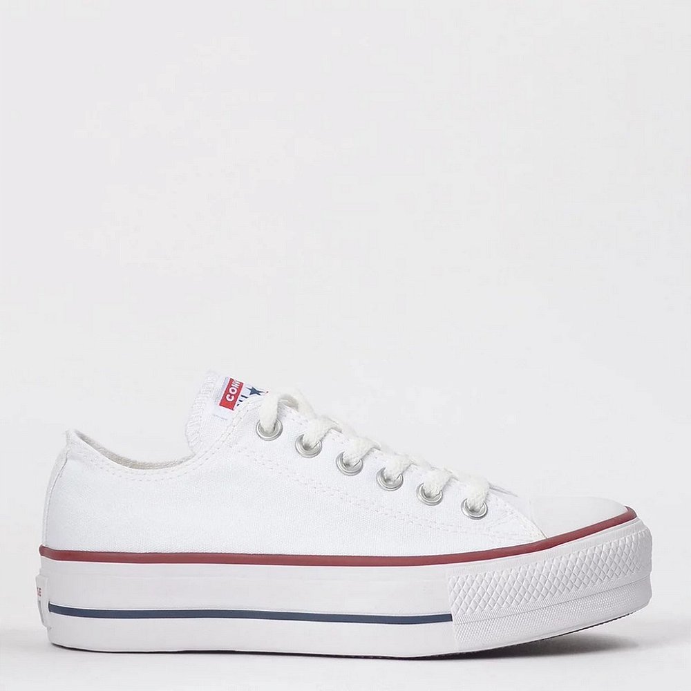 Tênis Converse Chuck Taylor All Star 💕 Plataforma Ox Branco Listra vermelha  - Loja de Calçados Online | Squad Shoes