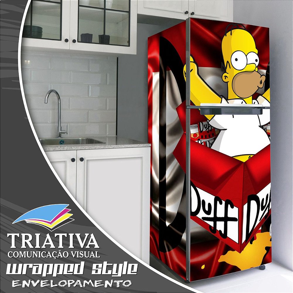 Adesivo Para Geladeira Homer Simpson Duff Envelopamento Triativa