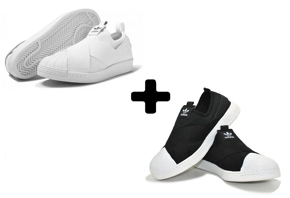 slip on preto e branco