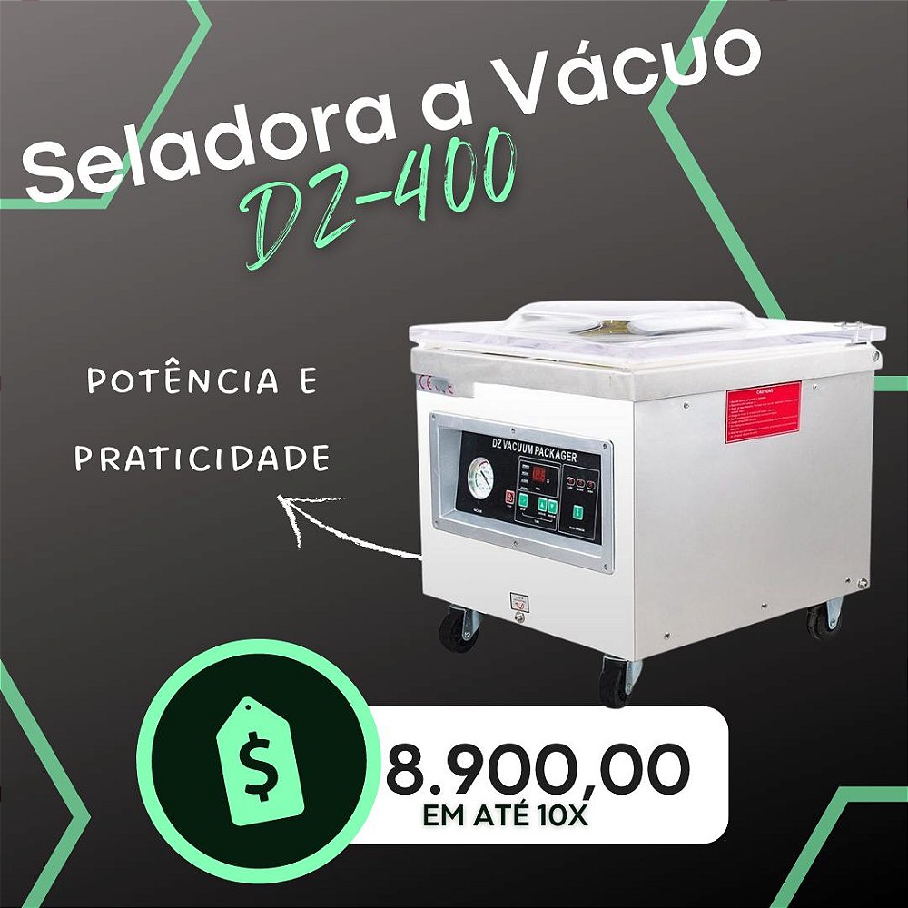 SELADORA A VÁCUO INDUSTRIAL DE CÂMARA 2 BARRAS DE 40cm Dz400 - Refrimaky