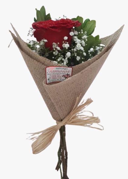 Buquê com uma rosa colombiana - Floricultura Tamoios