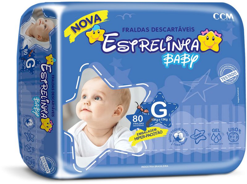 Fralda Estrelinha Baby Tamanho G 80 Unidades Hiper Pacotão - Emporium das  Fraldas