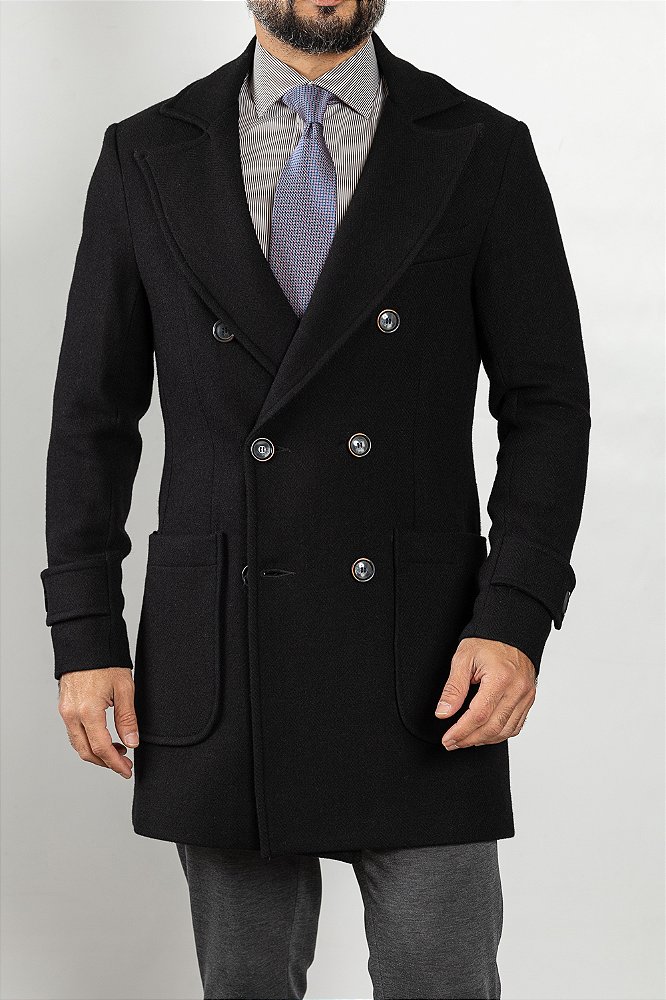 Casaco de Lã Duffle Coat Preto - Arm&Für Alfaiataria