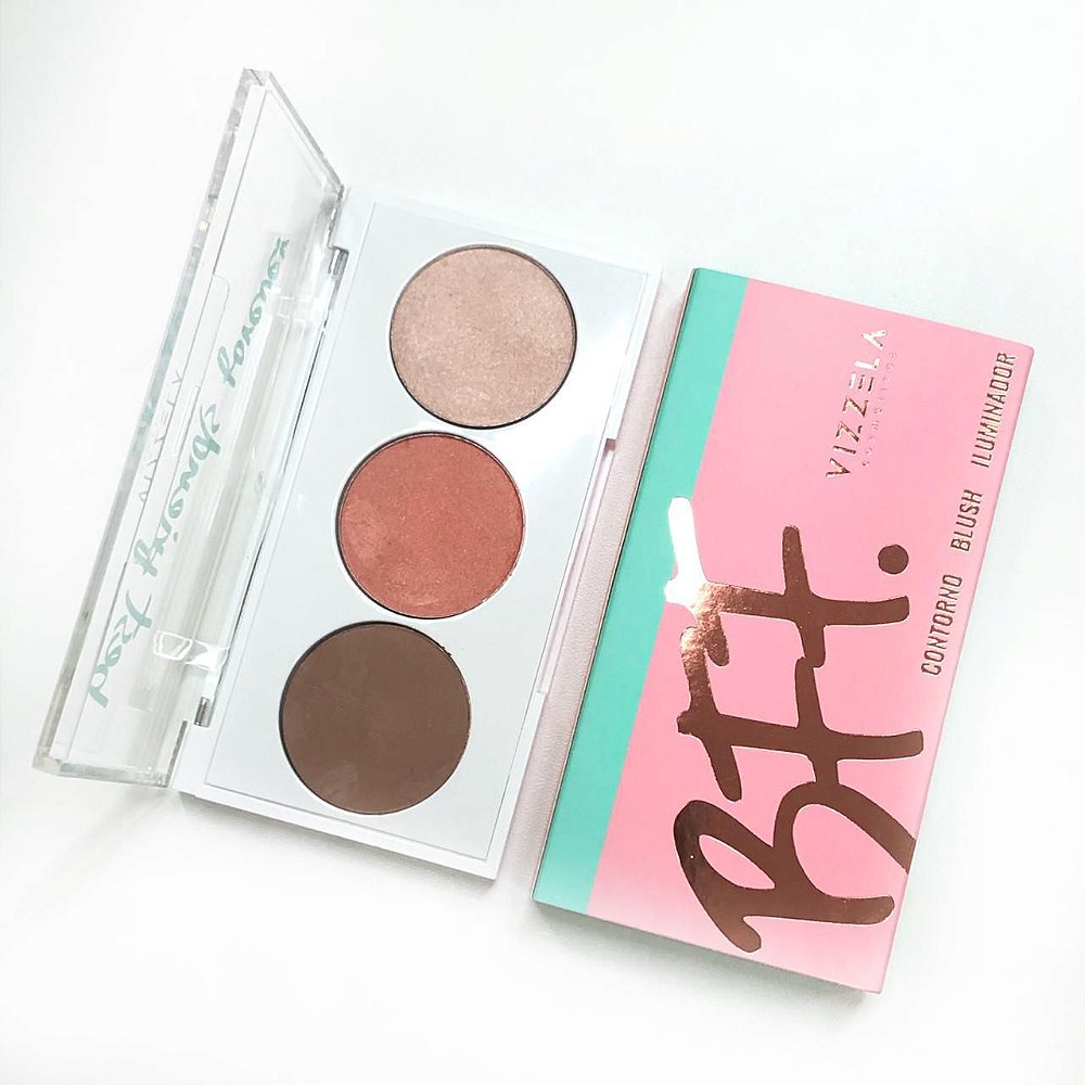 Paleta de Contorno Blush e Iluminador BFF 01 - Vizzela - Brisa Maquiagens