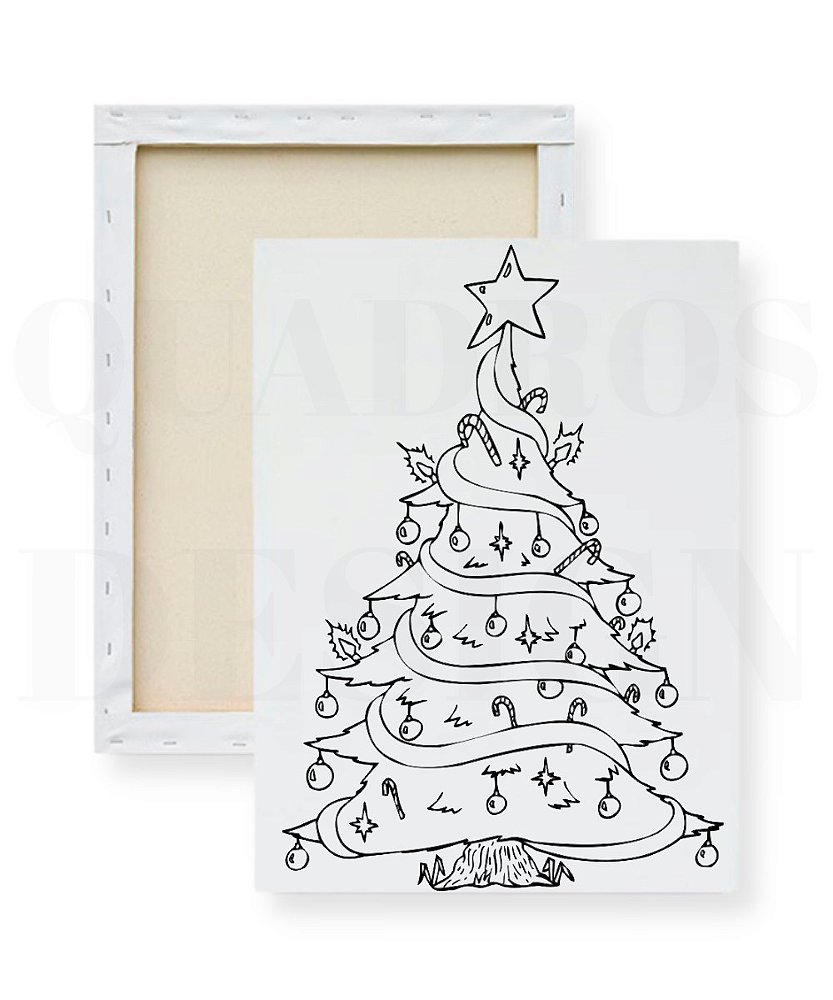 Tela para pintura infantil - Árvore de Natal Decorada em Oferta - Telas Quadros Design Tela para pintura infantil - Árvore de Natal Decorada em Oferta - Telas Quadros Design