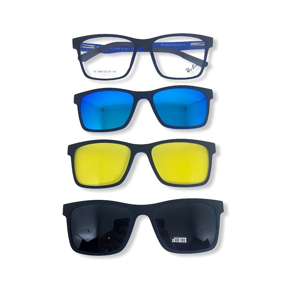 Óculos Ray Ban de Clip Magnético c/ 3 Lentes - Rabello Store - Tênis,  Vestuários, Lifestyle e muito mais