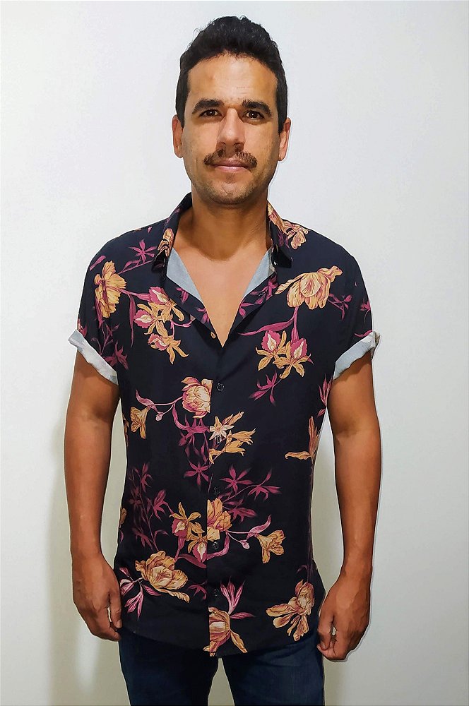 camisas botão estampadas