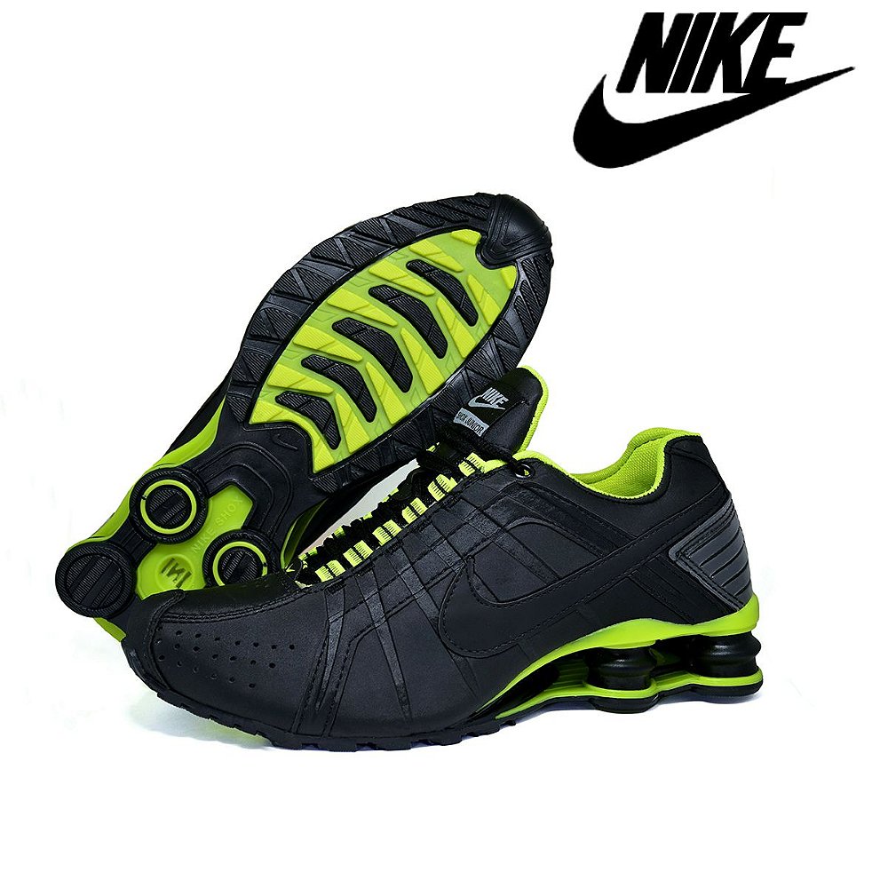 nike shox preto e verde limao