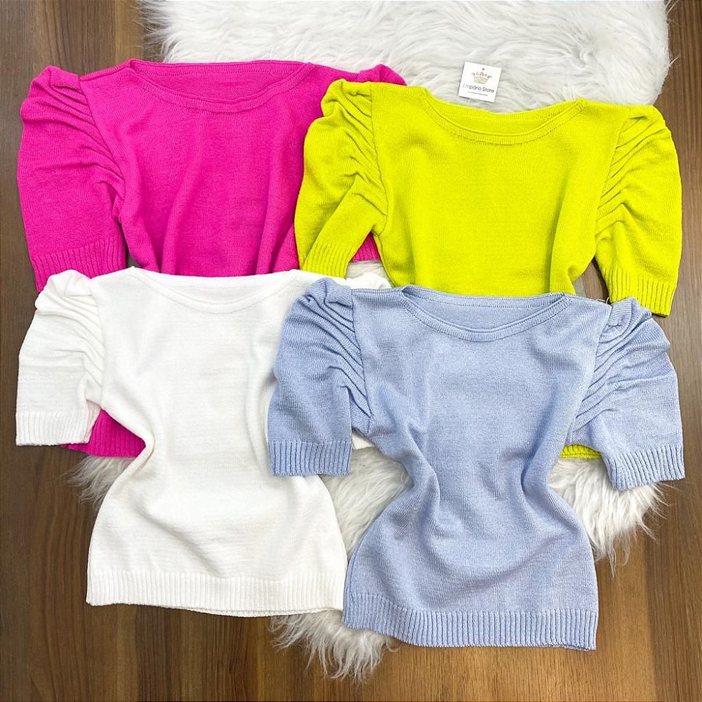 blusa de trico com manga princesa