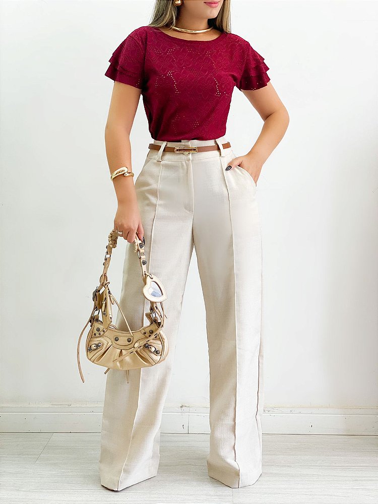 Calça Pantalona Linho Feminina CalÇa Tecido Cru Calça Feminina