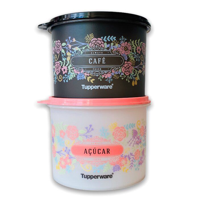 Tupperware Caixa Café e Açúcar Flores 2 Pecas Loja Chefe