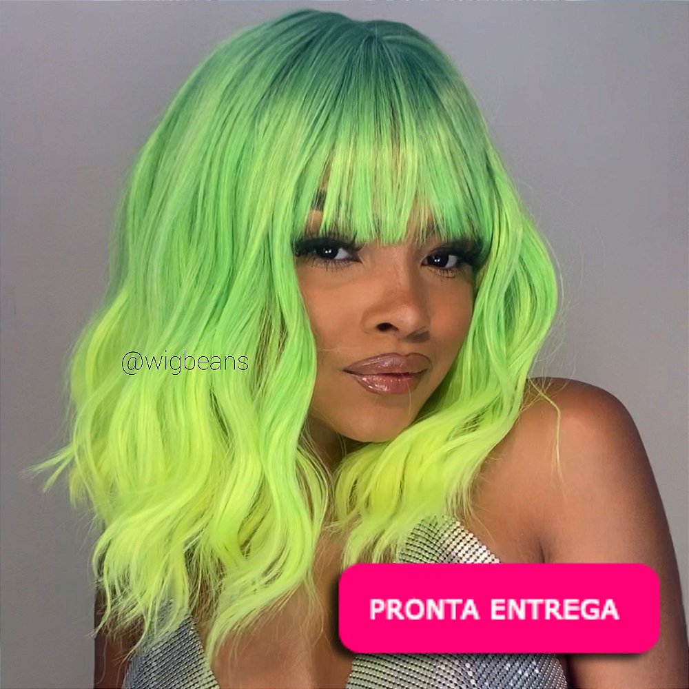 neon green lace front wig