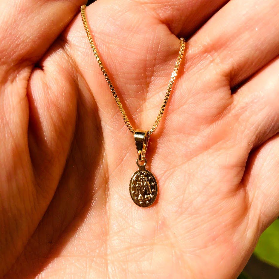 Colar Infantil Com Medalha De Nossa Senhora Das Gra as Mini