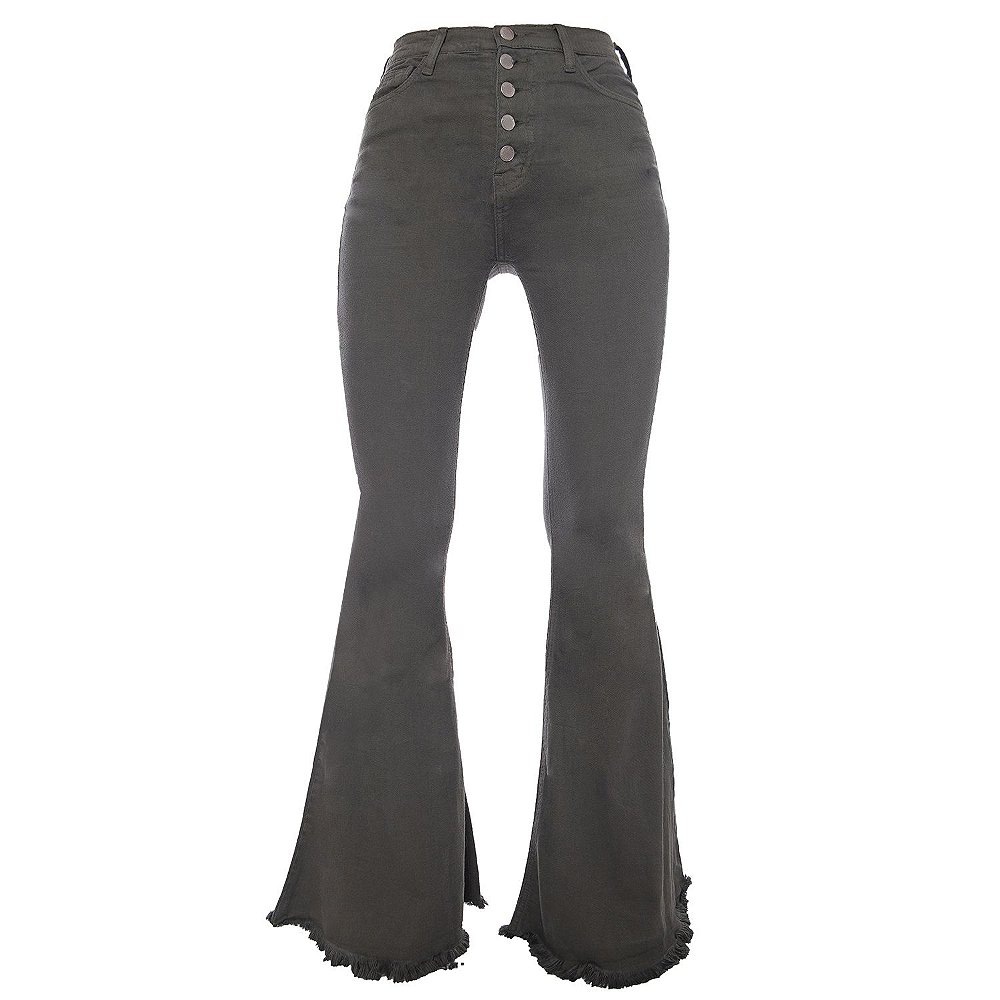 calça flare verde militar feminina