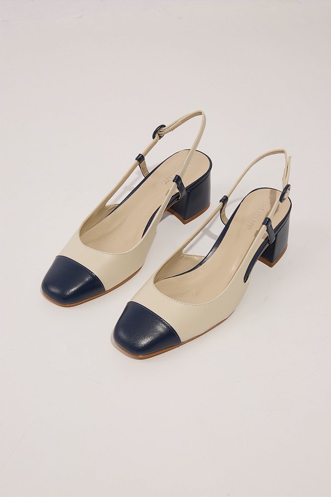 Sapatos Femininos Sapato Slingback Bicolor Slingback Scarpin De