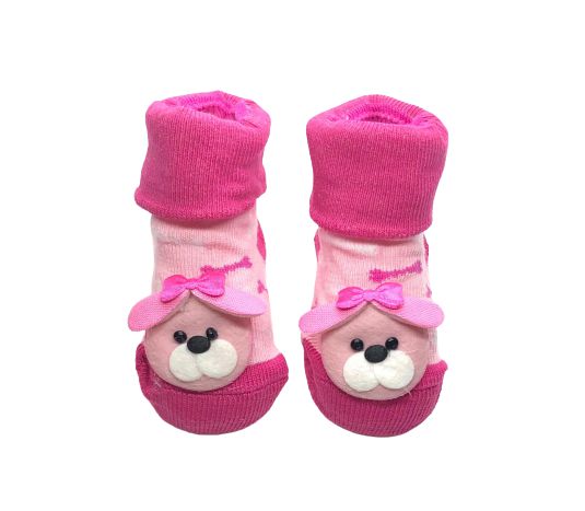 Meia Bebê Sapatinho Com Aplique de Bichinho - www.pdkkids.com.br