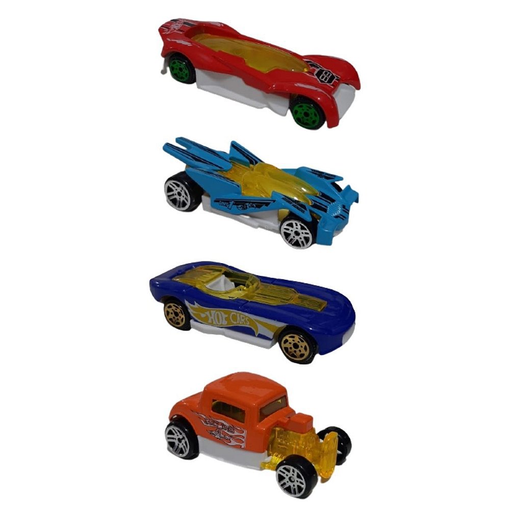 Kit Com 4 Carrinhos HotCars Pull Back Die Cast Lojas França
