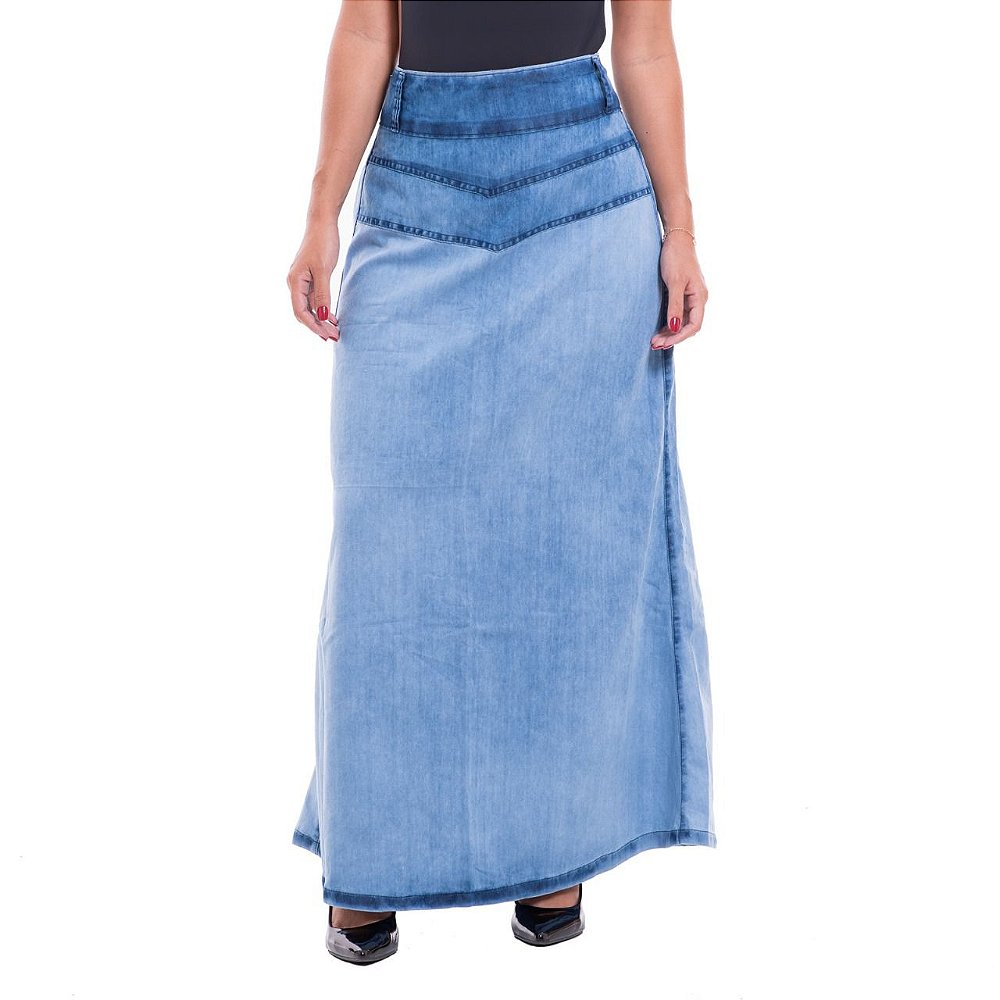 fotos de saia jeans longa
