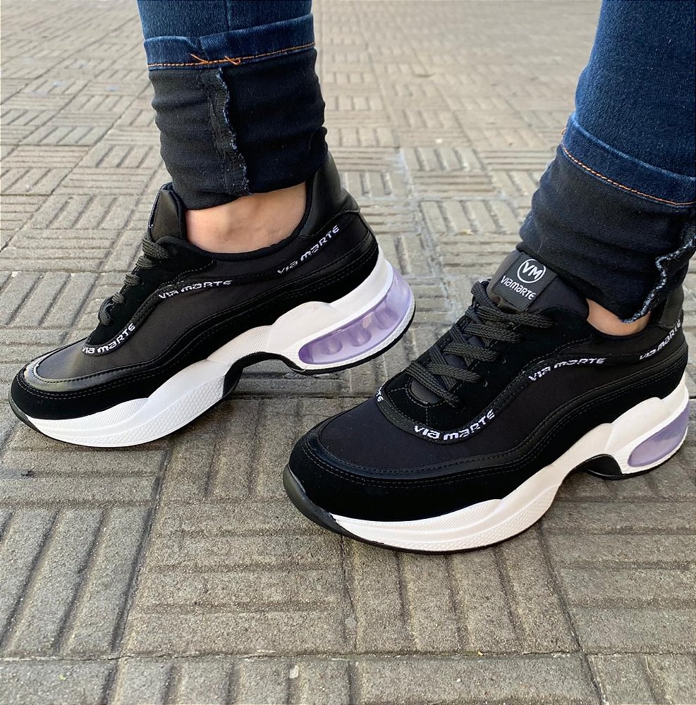 tenis chunky preto feminino