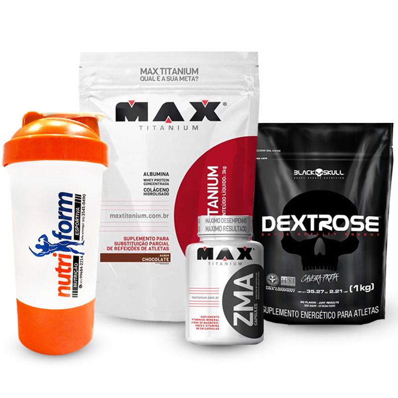 Mass Titanium 17500 3 KG + Dextrose Black Skull 1KG + ZMA Max Titanium
