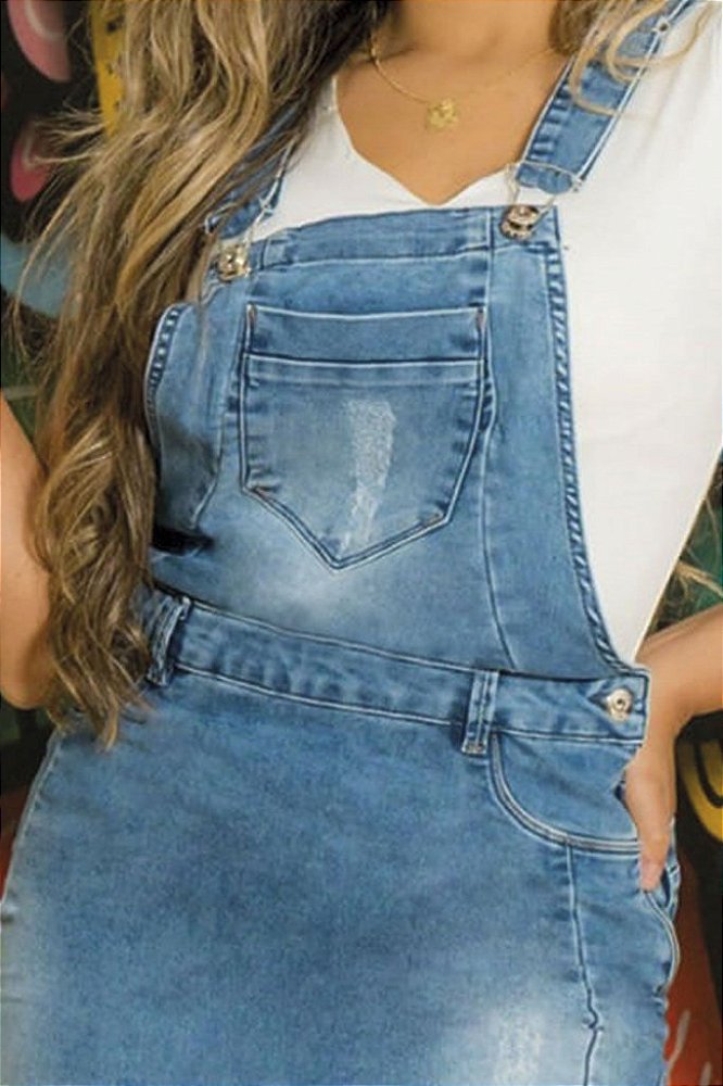 Salopete Jeans MIX NATIVA ADvestir Moda Evangélica