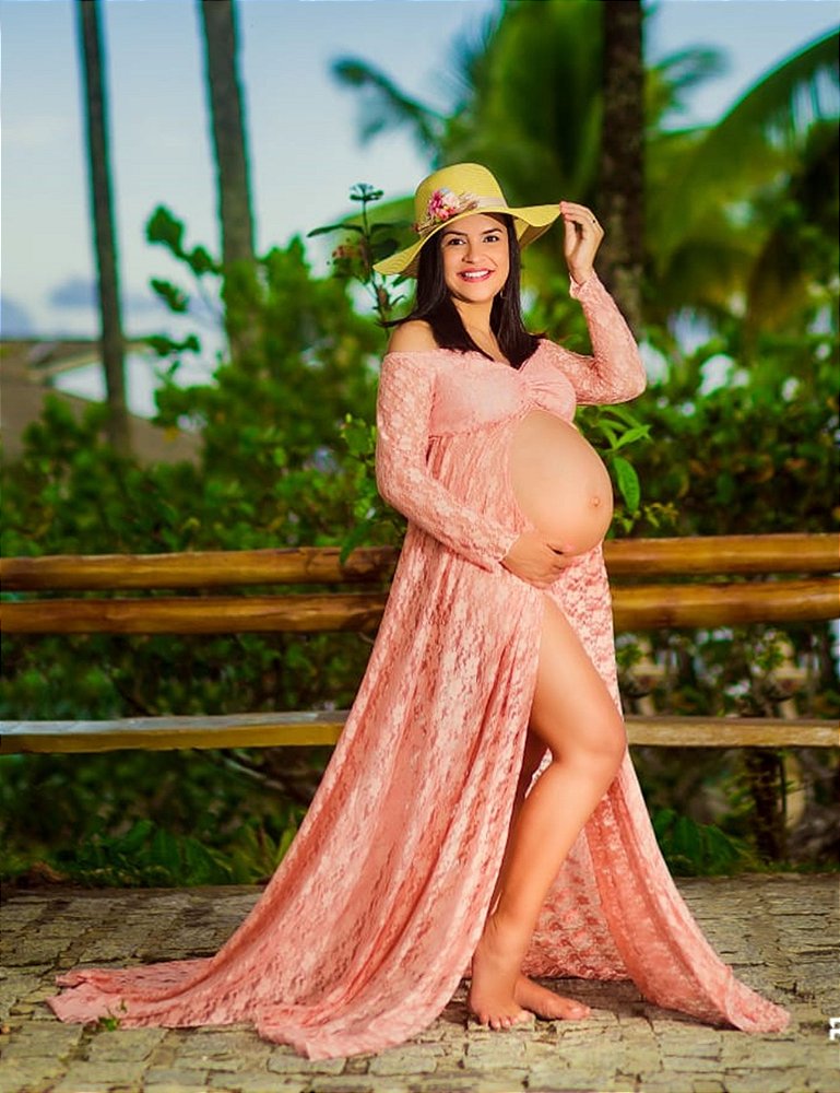 roupa de renda para ensaio gestante