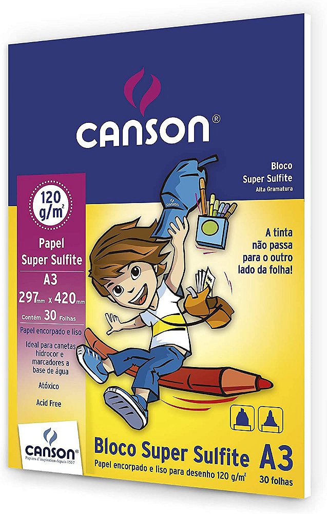 Bloco Super Sulfite A3 120g Br 30f Canson Bl1 Papelaria Capital 4299