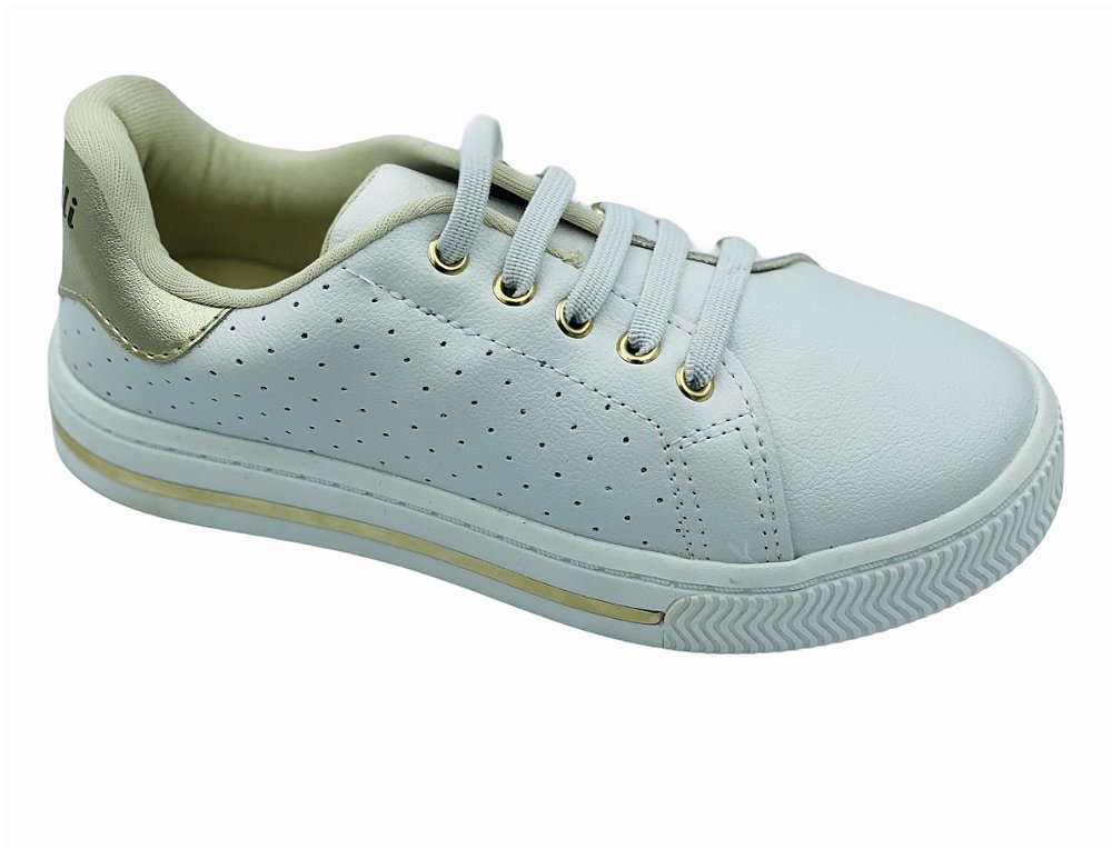 tenis pampili branco com dourado