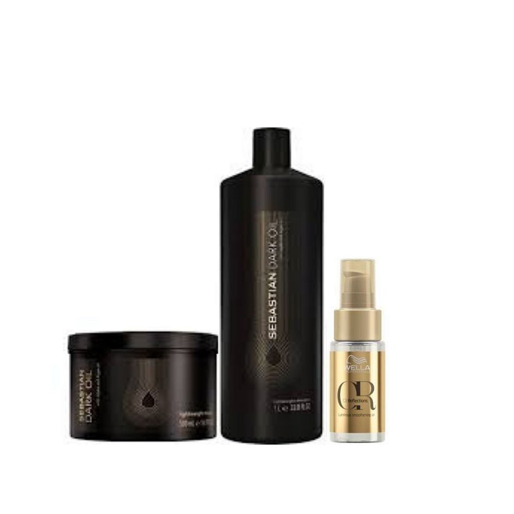 Kit Promocional Sebastian Dark Oil - Shampoo 1L + Máscara 500 ML + Óleo Oil  Reflections 30 ML - Pecora Online