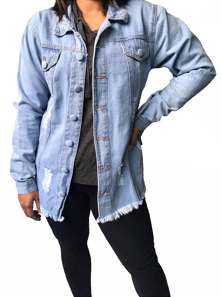 jaqueta jeans maxi