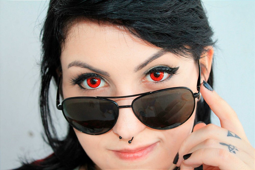 Lente de contato vermelha - Geek Lens - Lentes de contato , branca