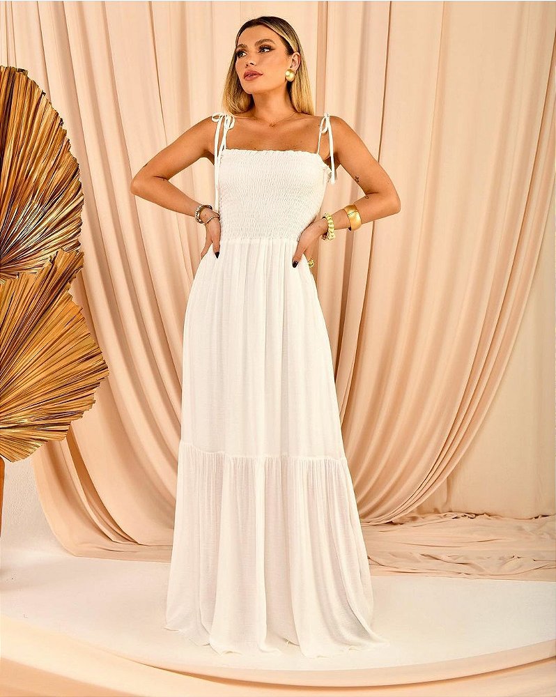 vestido longo off white