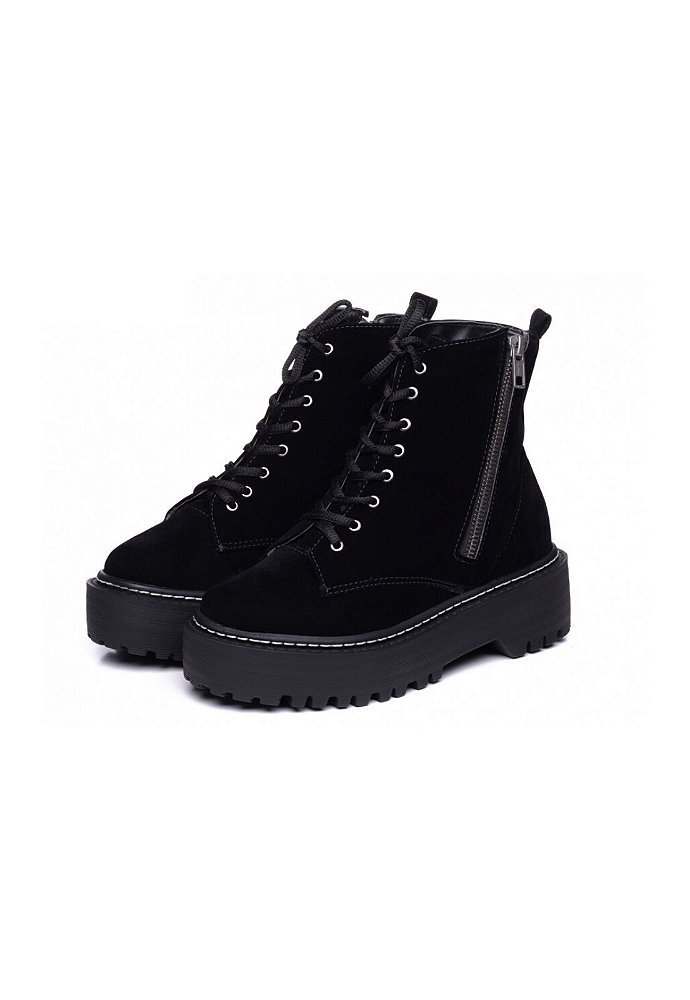 coturno feminino camurça preto