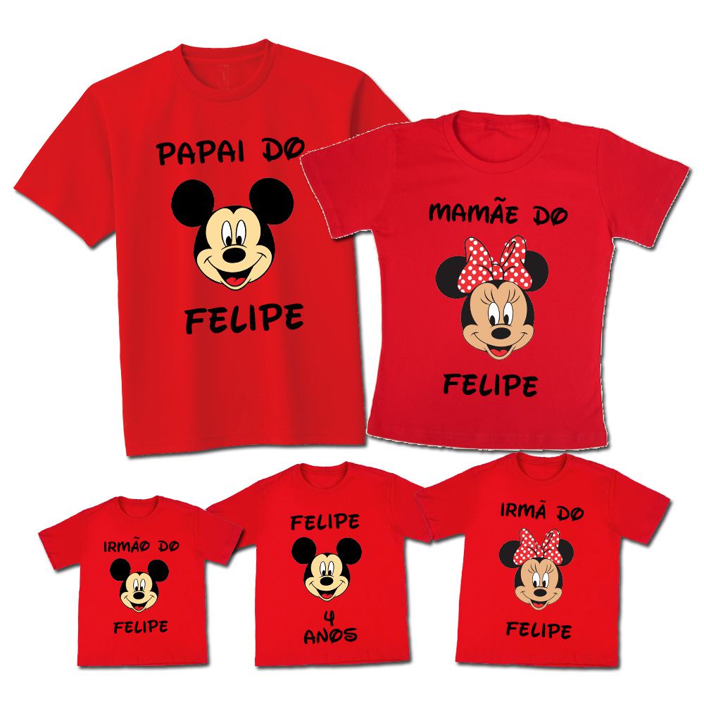 Kit Família Personalizado Mickey e Minnie - Espaço QK