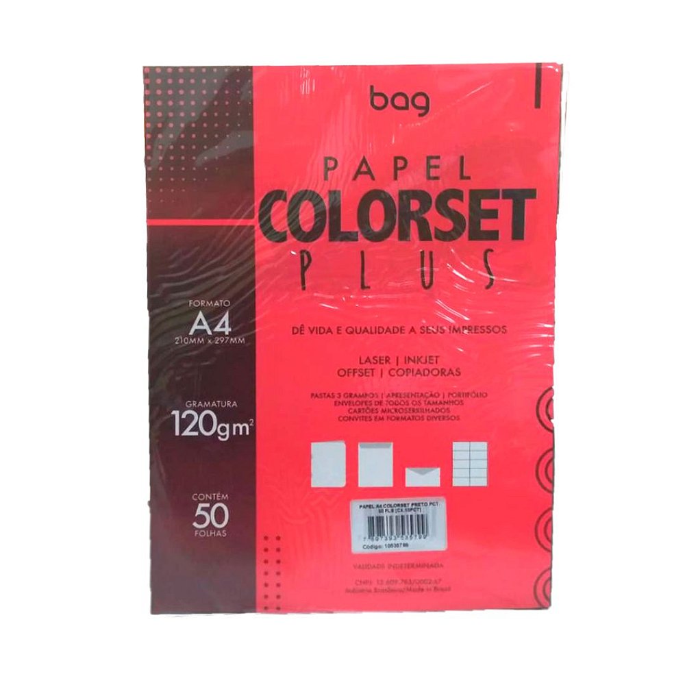 Papel Colorset A4 120gm² Preto Pacote 50fl Promoção Oferta Lojão Gideão 3851