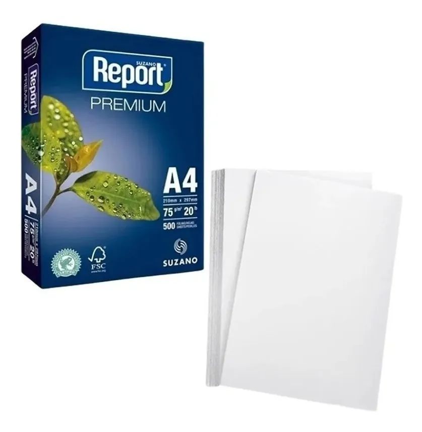 Papel Sulfite A4 75g Resma 500 Folhas Premium Report Suzano Mb Utilidades 0578