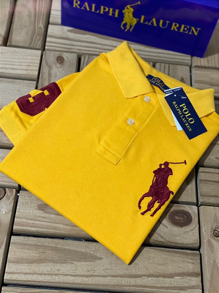 Camisa Polo Ralph Lauren Custom-Fit Big Pony Amarela - Gareth | Store Men