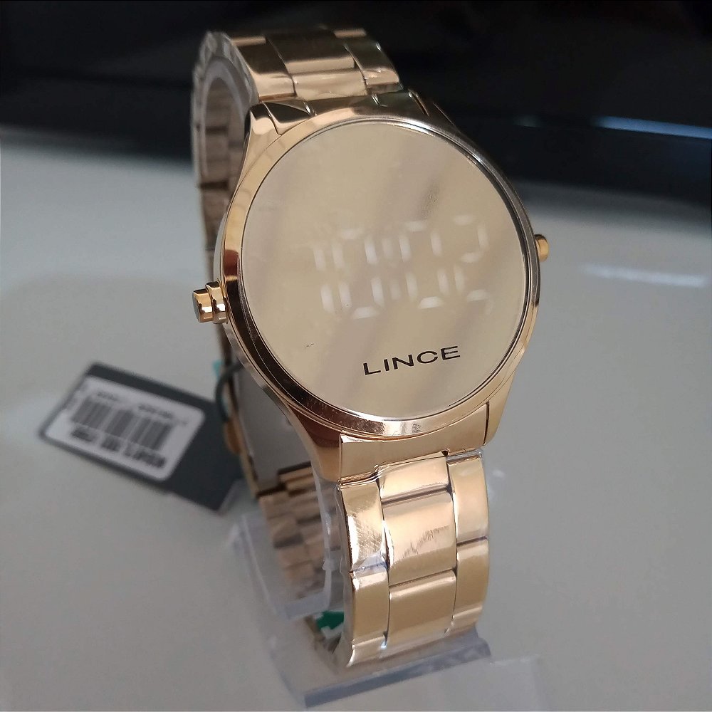 Relógio Feminino Lince MDG4617L BXKX Digital Redondo Dourado LED Espelhado  - LLA IMPORTS RELOGIOS
