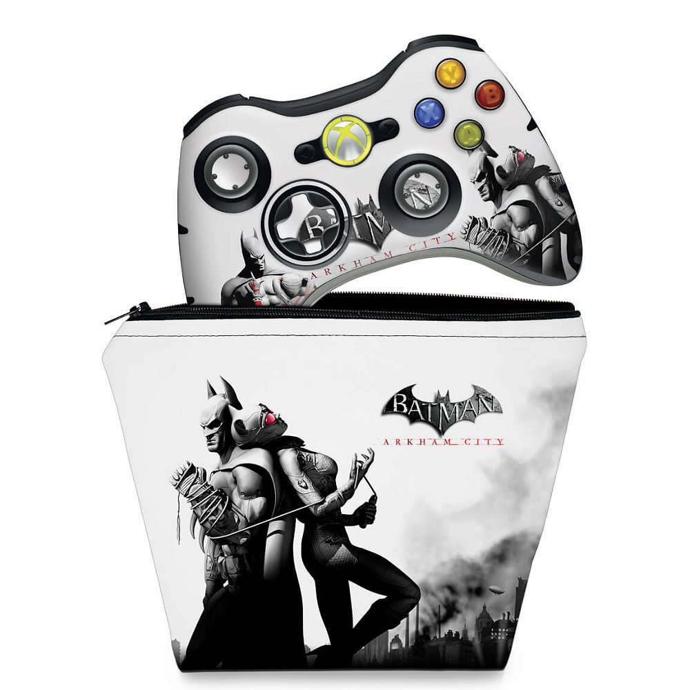 KIT Capa Case e Skin Xbox 360 Controle - Batman Arkham City - Pop Arte Skins