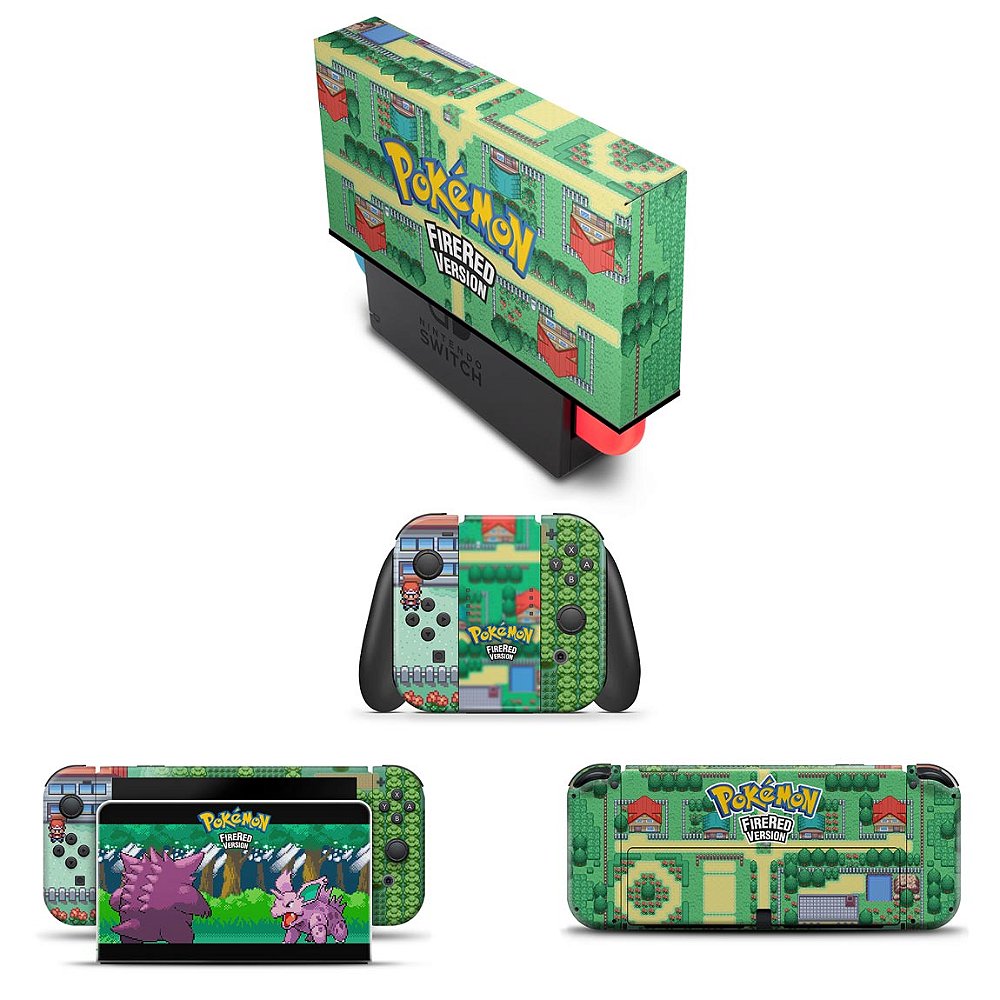 KIT Nintendo Switch Oled Skin e Capa Anti Poeira Pokemon Firered