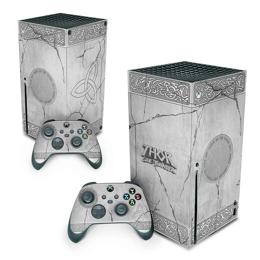 Xbox Series X Skin Mjolnir Thor Amor e Trovão Pop Arte Skins