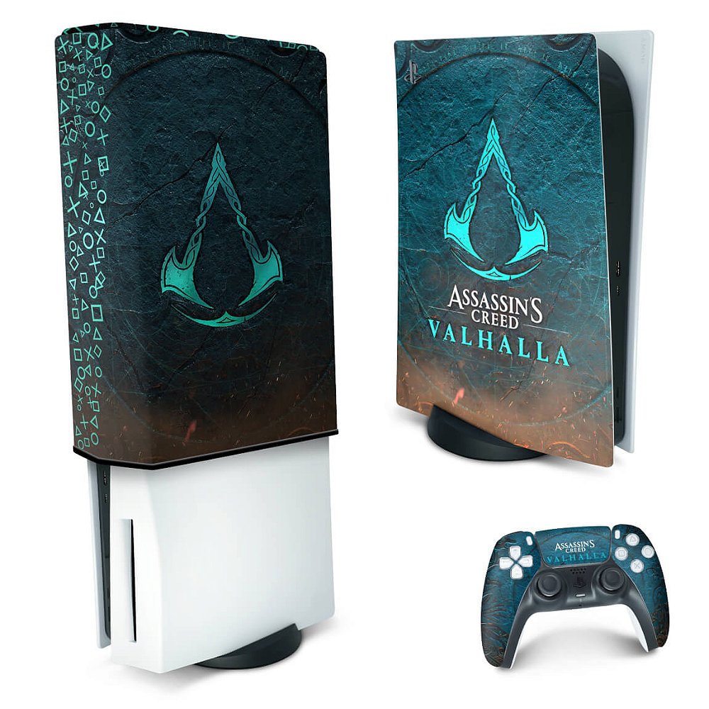 KIT PS5 Skin e Capa Anti Poeira Assassin's Creed Valhalla Pop Arte