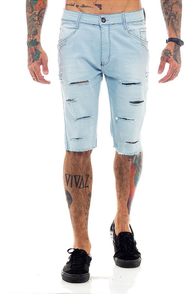 bermuda rasgada jeans